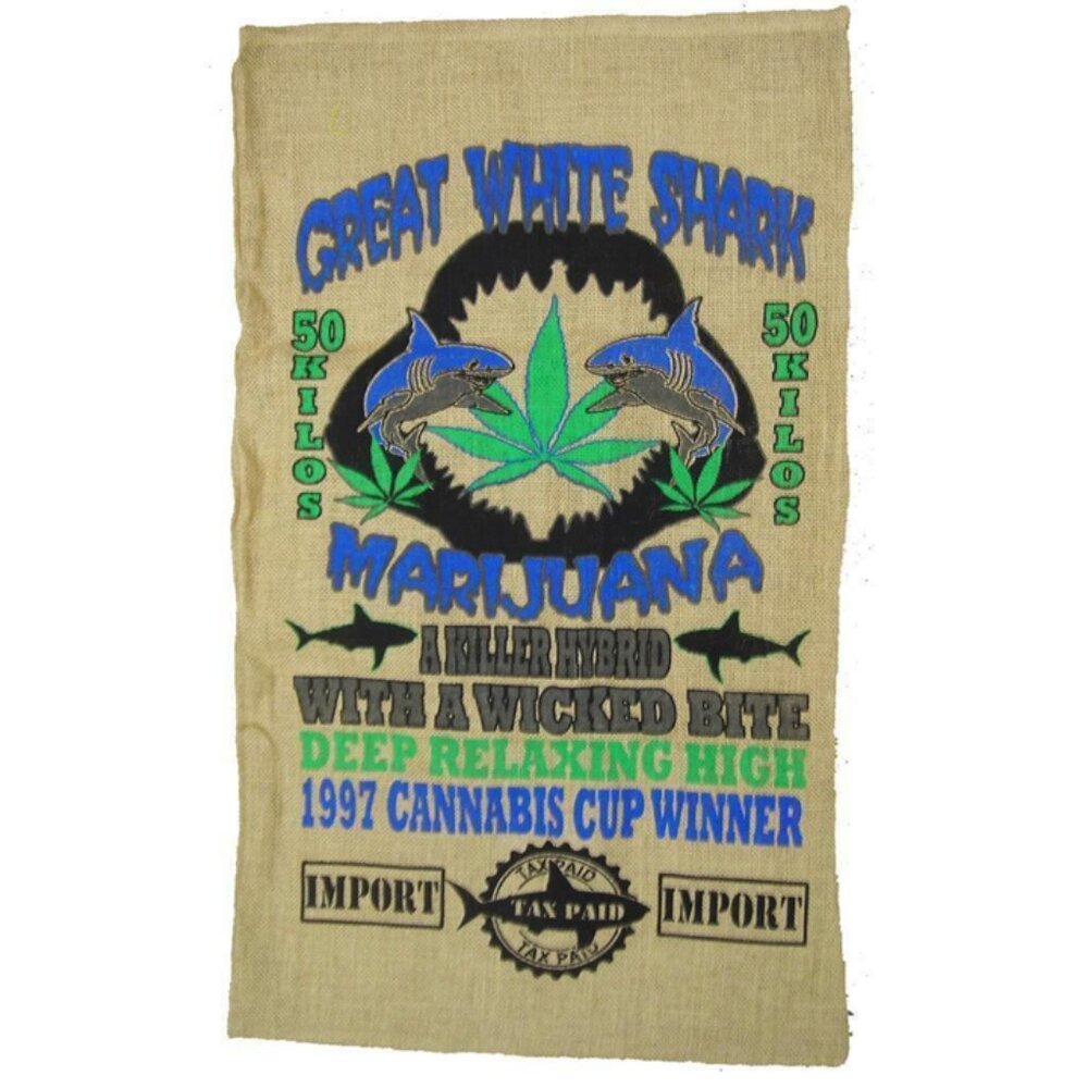 Great White Shark Novelty Burlap Bag
